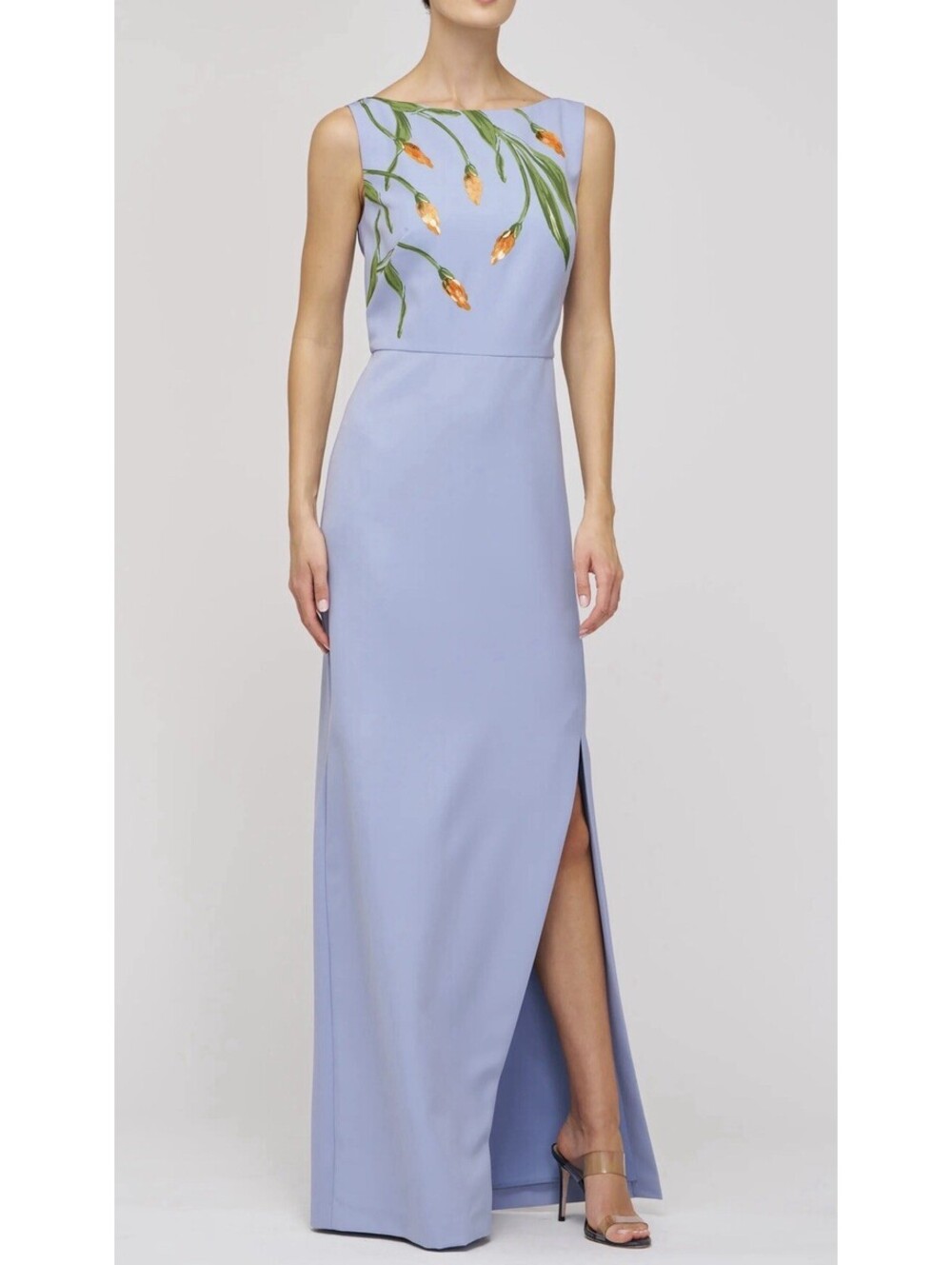 New Kay Unger Ira Placed Paillette Floral Column Gown Size 16 $298